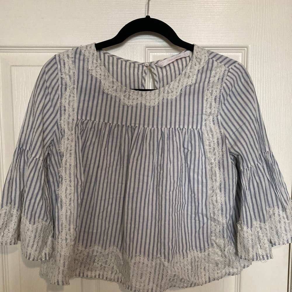 ZARA Blue Striped Crop Top✨
